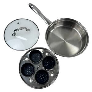 Belgique Gourmet Tools Of The Trade Stainless Steel Egg Poacher/Fry Pan 8” W/Lid